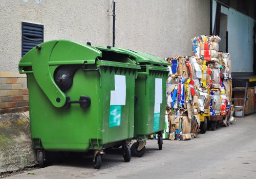 Illustration of inclusive waste management services in an urban neighbourhood